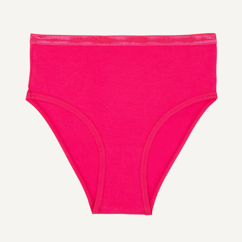 A high rise brief in aurora pink color.