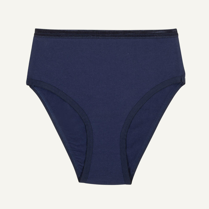 A high rise brief in marine blue color.