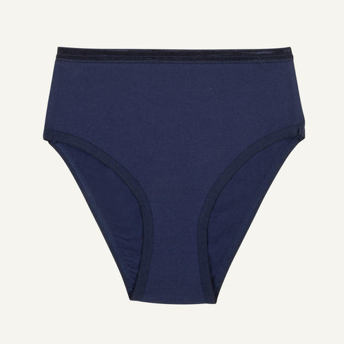 A high rise brief in marine blue color.
