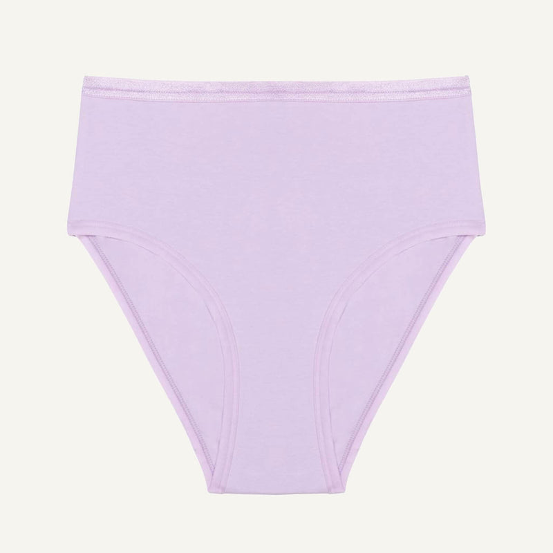 A high rise brief in petal light purple color.