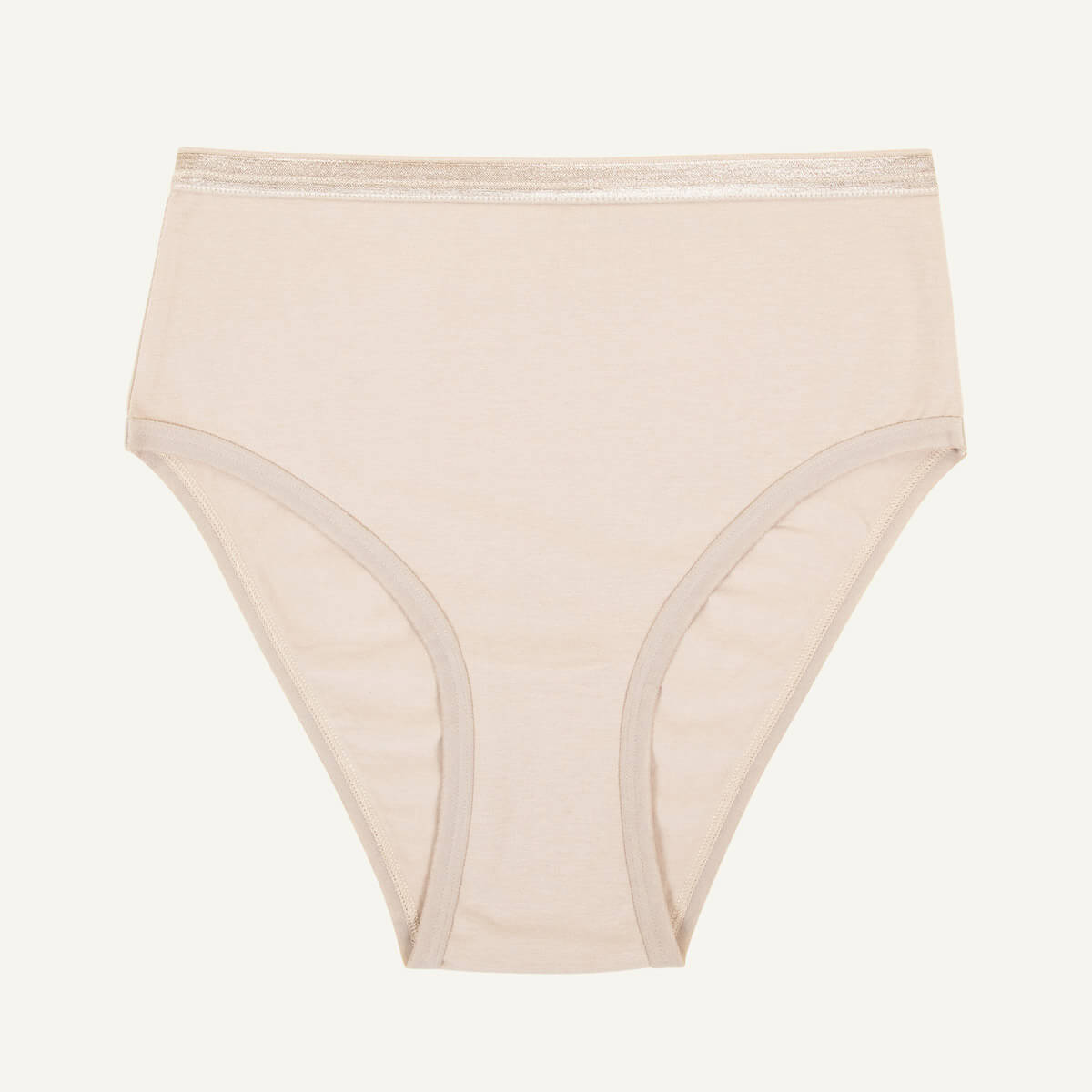 A high rise brief in stone beige color.