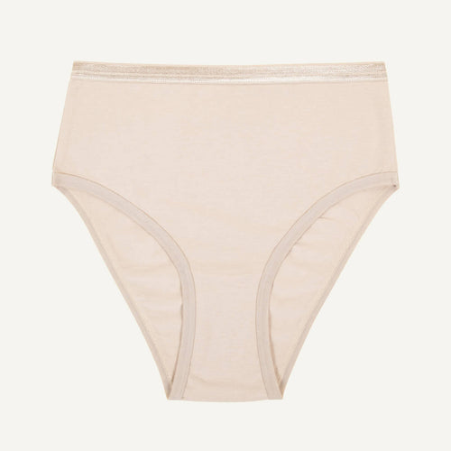 A high rise brief in stone beige color.