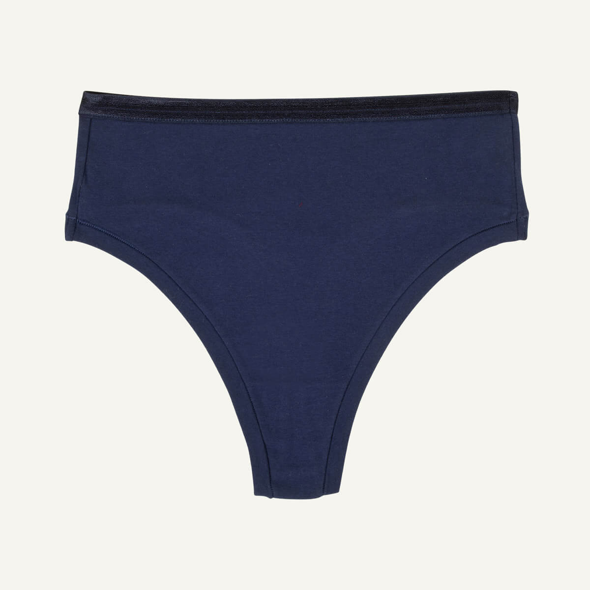 A high rise thong in marine blue color.