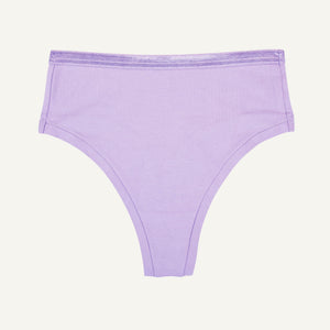 A petal light purple high rise organic cotton thong underwear.