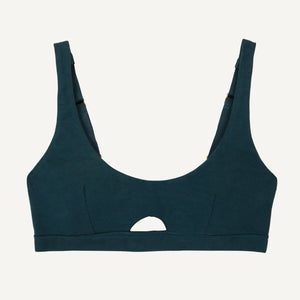A keyhole soft bra in meridian teal color.