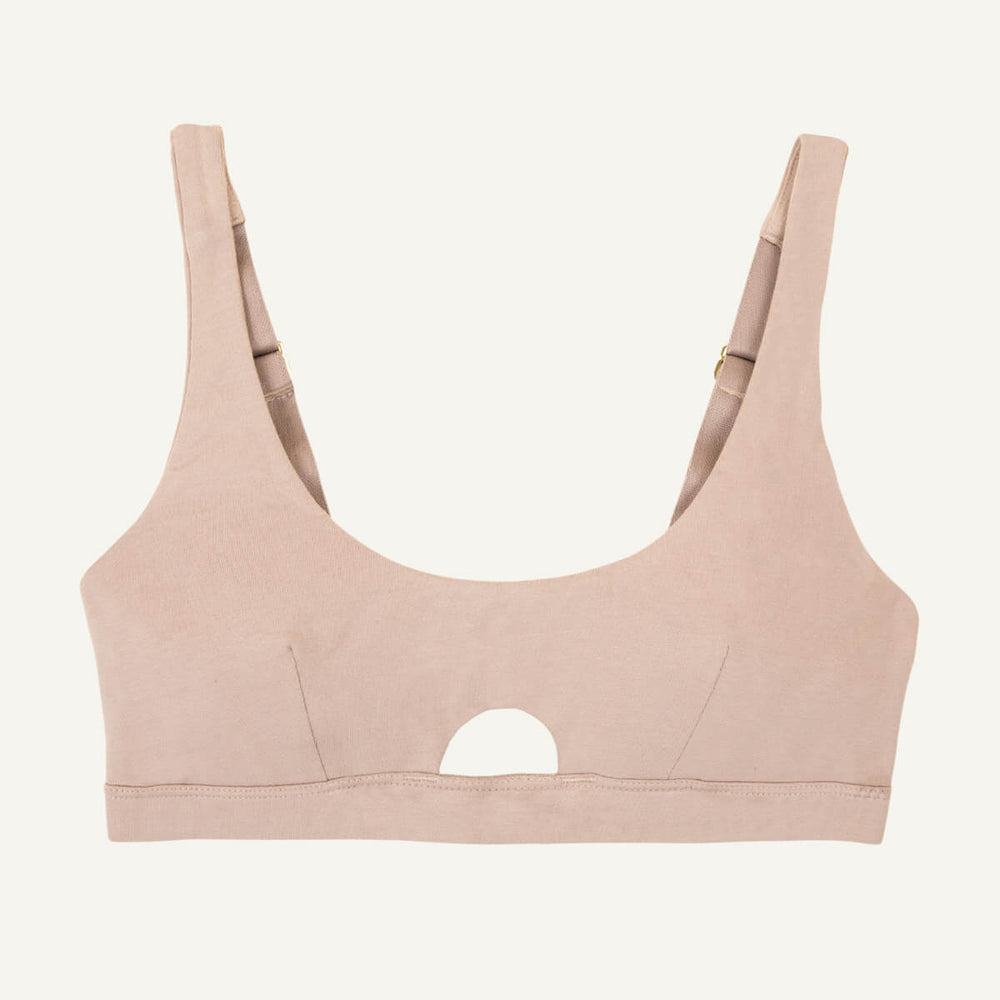 A keyhole soft bra in stone beige color.