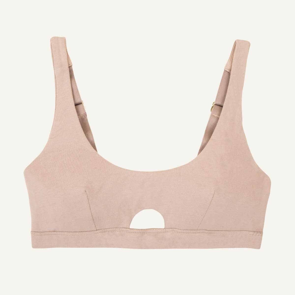 A keyhole soft bra in stone beige color.