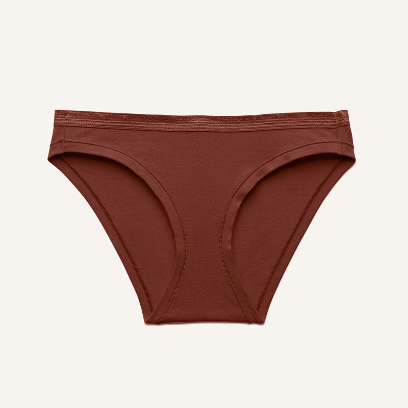 A low rise bikini in cacao brown color.