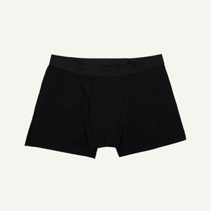 A pair of men's boxer briefs in carbon black color.