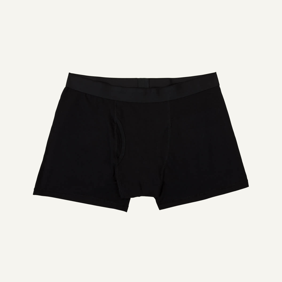 A pair of men's boxer briefs in carbon black color.