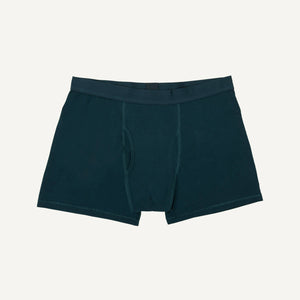 A pair of men's boxer briefs in meridian teal color.