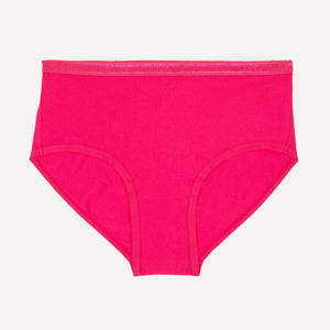 A mid rise brief in aurora pink color.