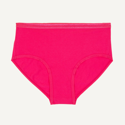 A mid rise brief in aurora pink color.