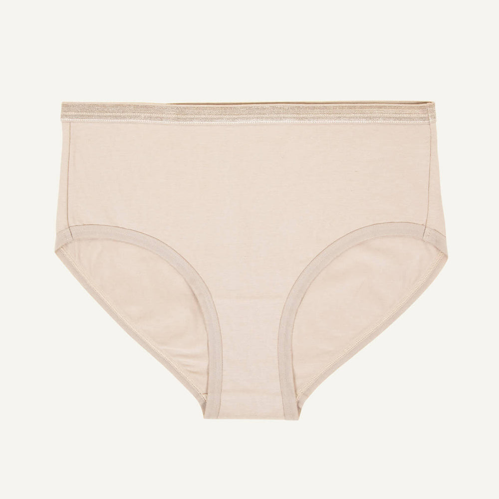 A mid-rise brief in stone beige color.
