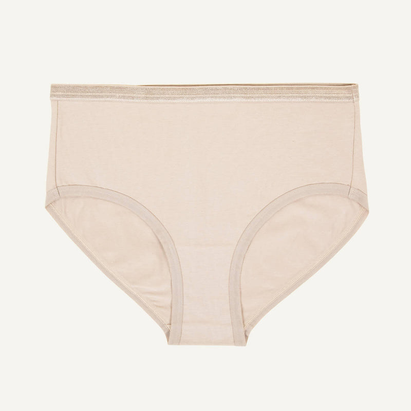A mid-rise brief in stone beige color.