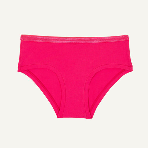 A mid rise hipster in aurora pink color.