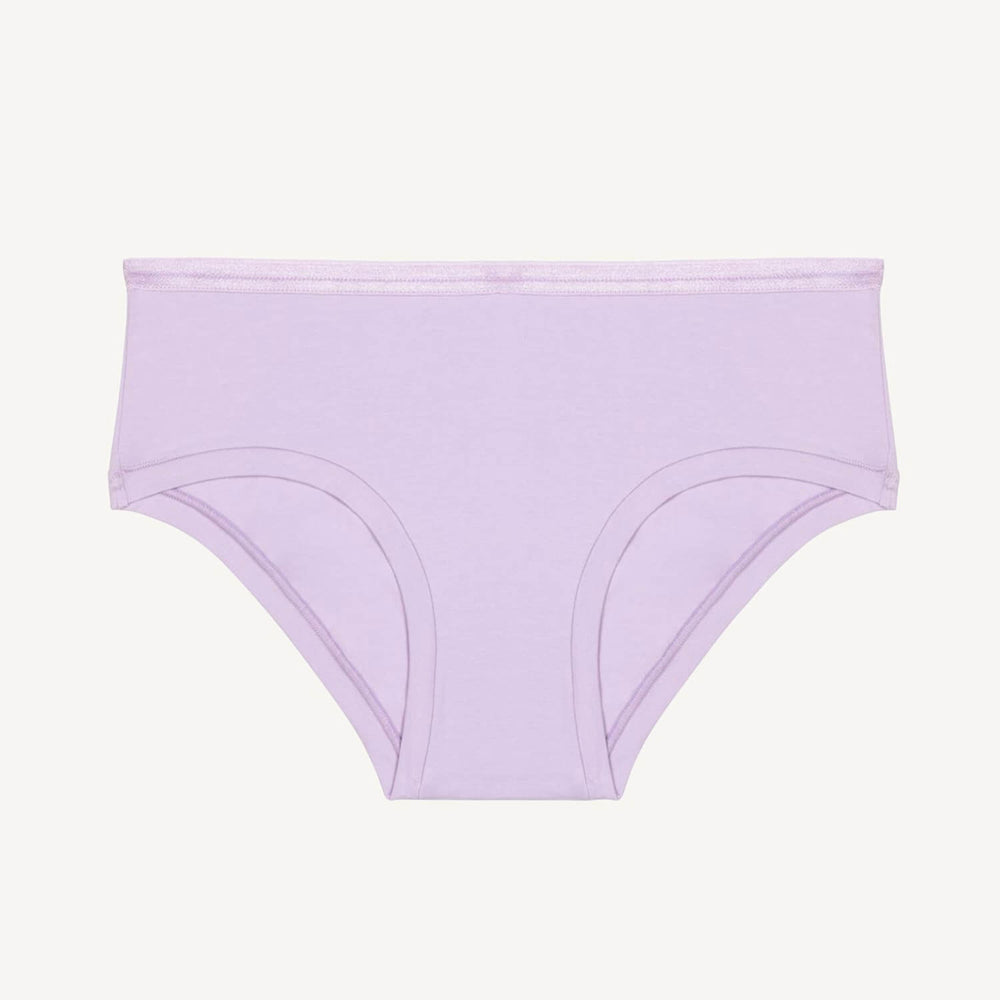 A mid-rise hipster underwear in a petal light purple color.