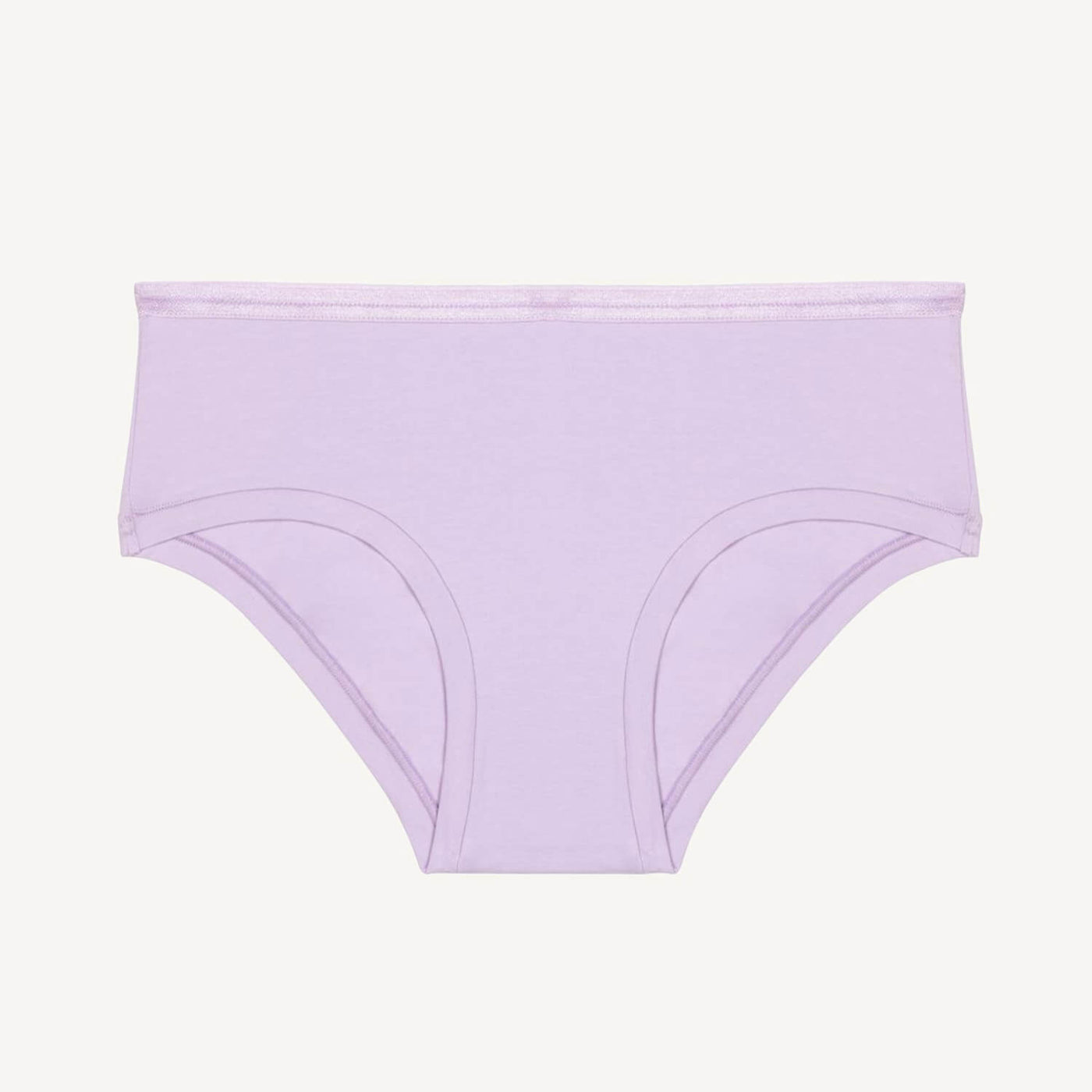 A mid-rise hipster underwear in a petal light purple color.