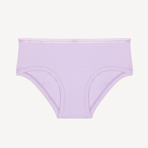 A mid-rise hipster underwear in a petal light purple color.