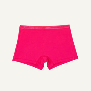 A mid rise shortie in aurora pink color.