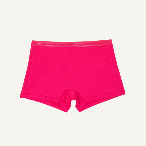 A mid rise shortie in aurora pink color.