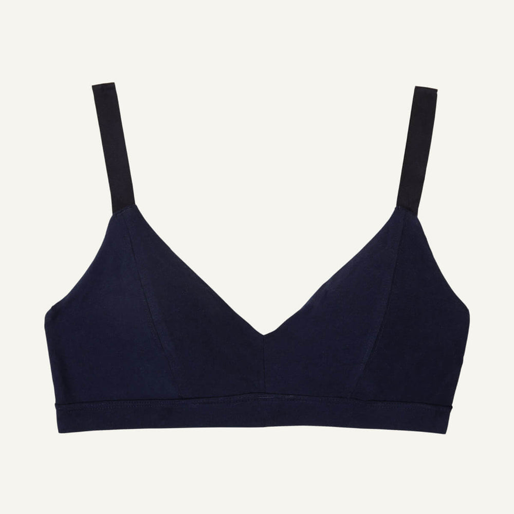 A triangle soft bra in marine blue color.