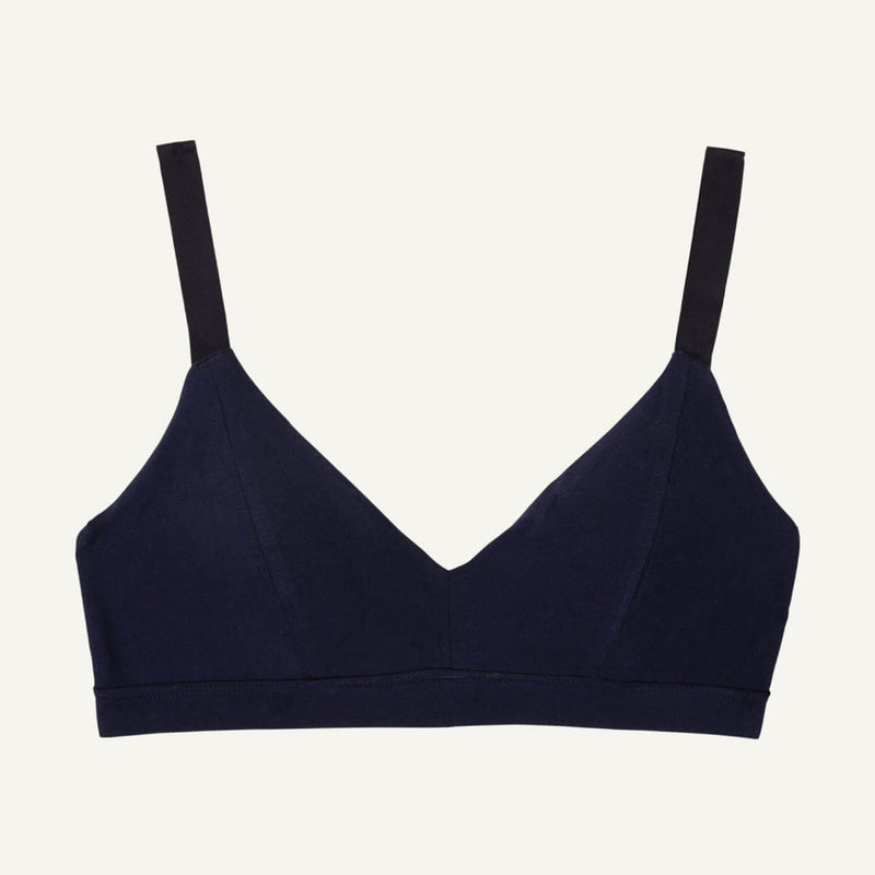 A triangle soft bra in marine blue color.