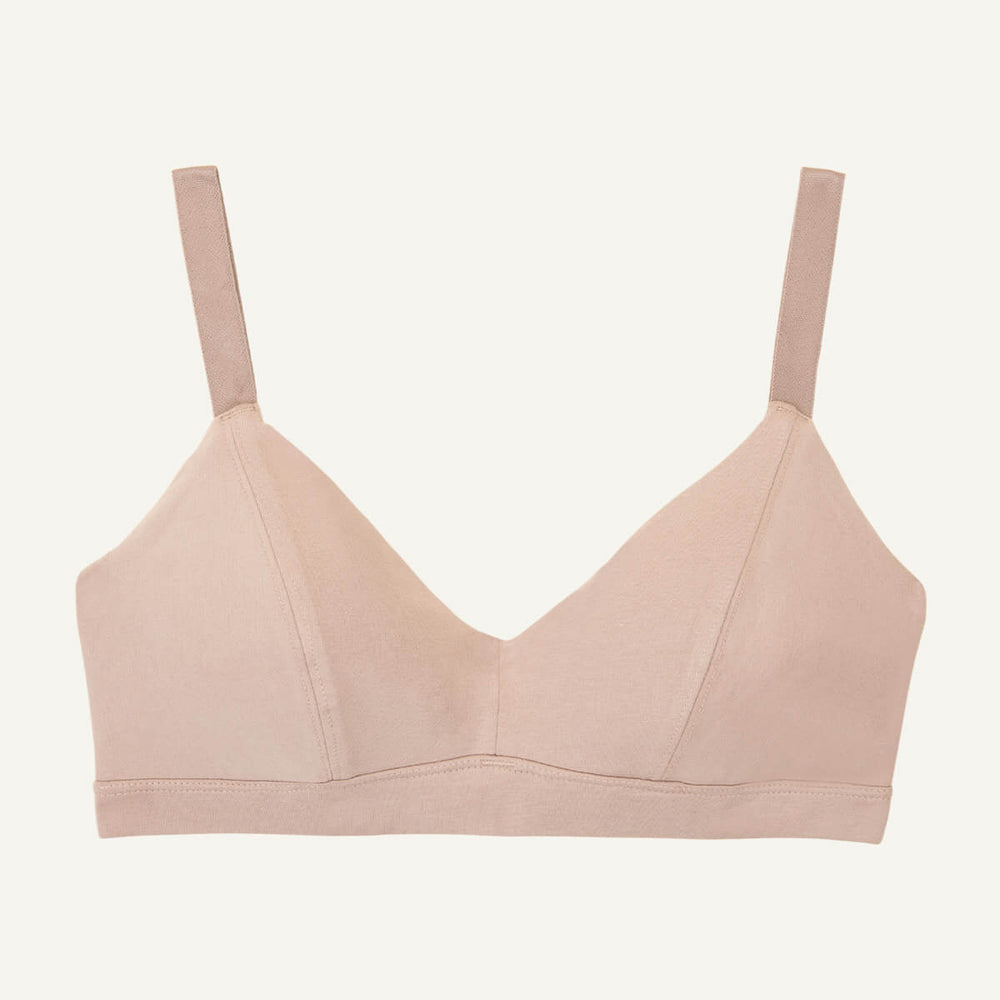 A triangle soft bra in stone beige color.