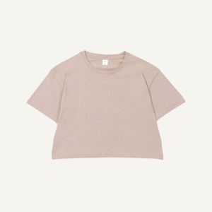 A stone beige organic cotton Boxy Tee.