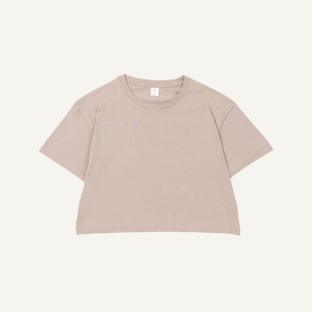 A stone beige organic cotton Boxy Tee.