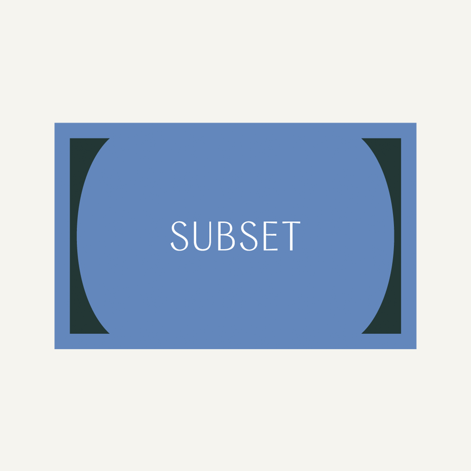 A digital gift card with a blue background and the text 'SUBSET' centered in the foreground.