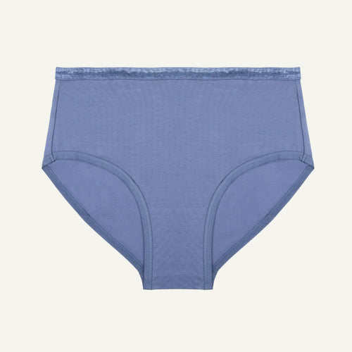 A mid-rise gale blue brief.