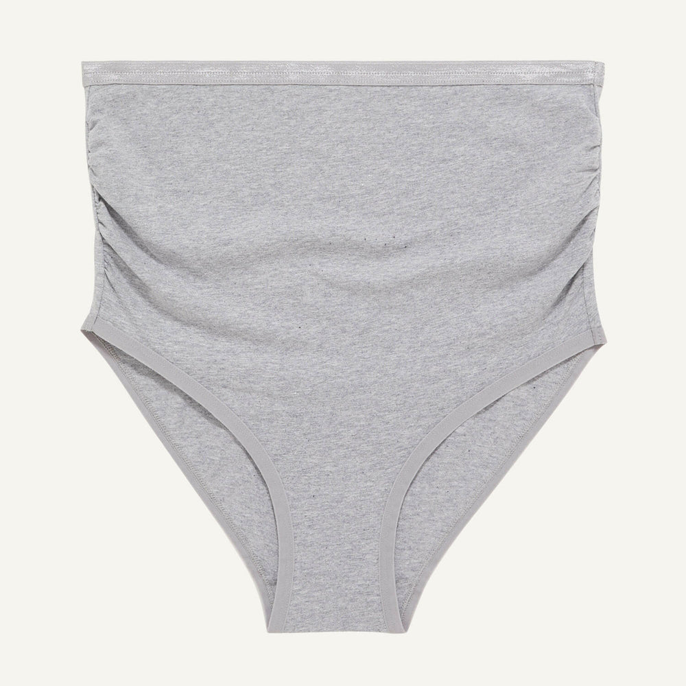 A maternity above belly brief in lunar gray color.