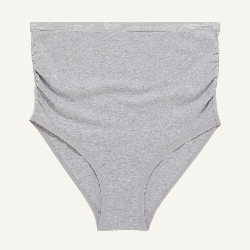 A maternity above belly brief in lunar gray color.