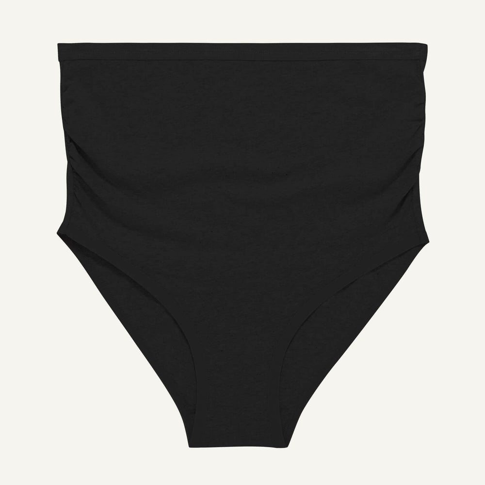 A maternity above belly brief in carbon black color.