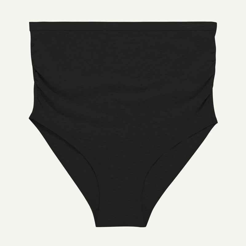 A maternity above belly brief in carbon black color.