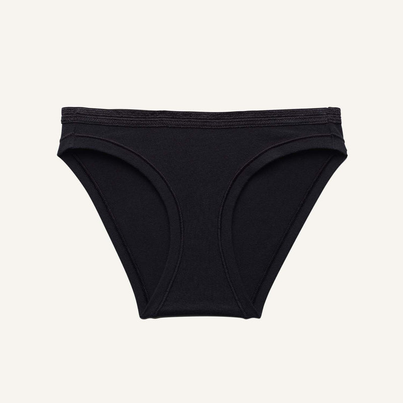 A low rise brief in carbon black color.