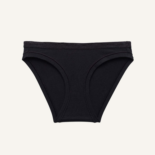 A low rise bikini in carbon black color.