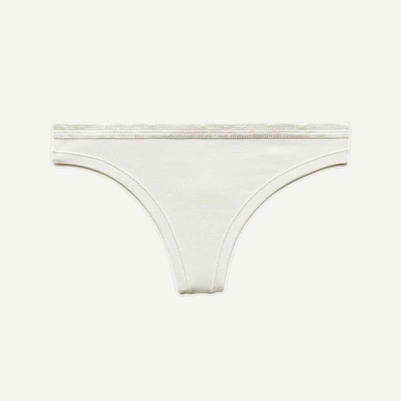 A low rise thong in cloud nine white color.
