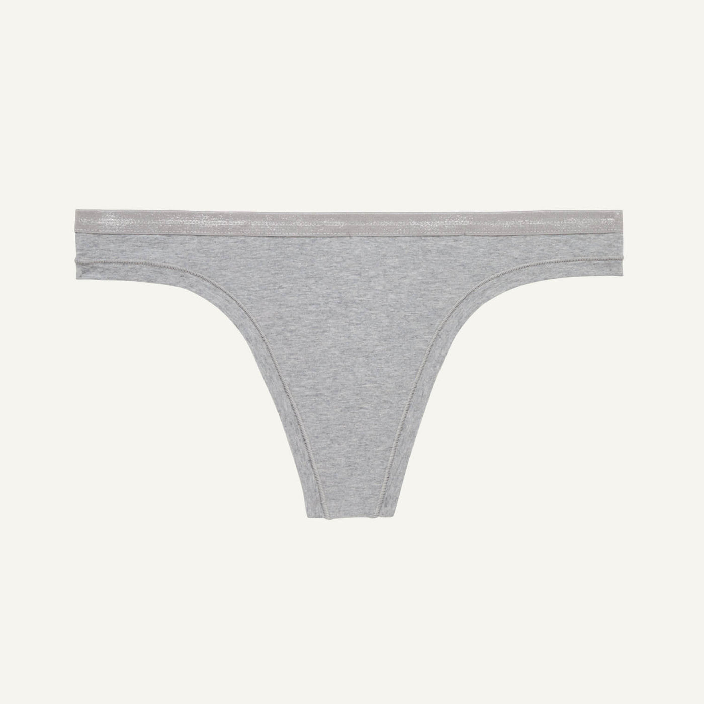 A low rise thong in lunar gray color.
