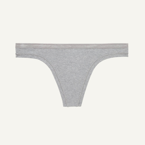 A low rise thong in lunar gray color.
