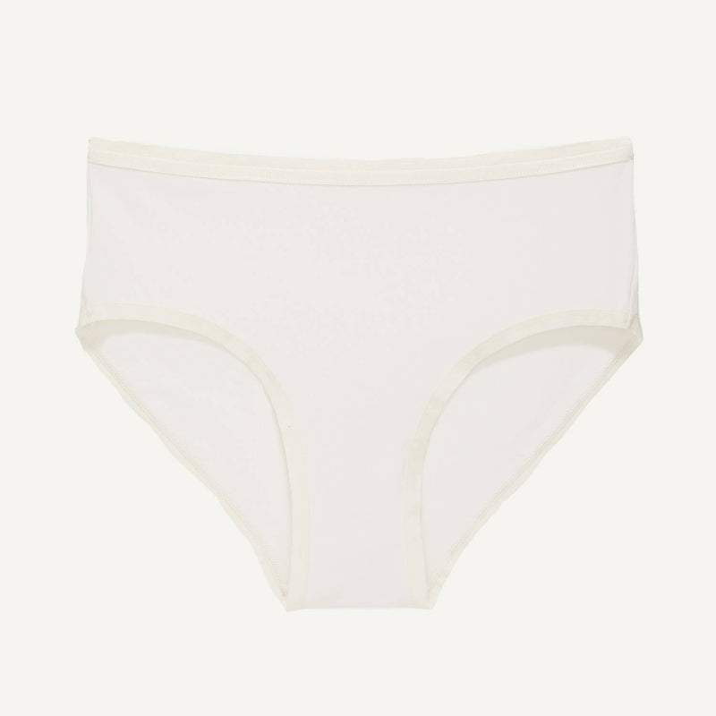 A mid rise brief in cloud nine white color.