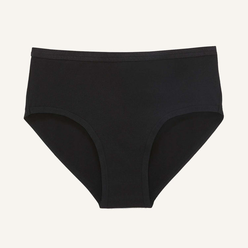 A mid rise brief in carbon black color.