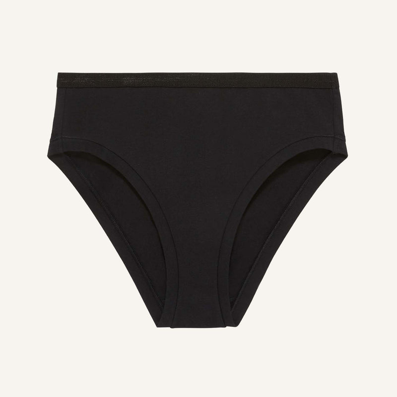 A mid rise bikini in carbon black color.
