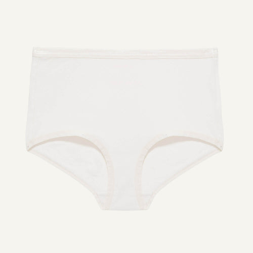 A mid rise retro brief in cloud nine white color.