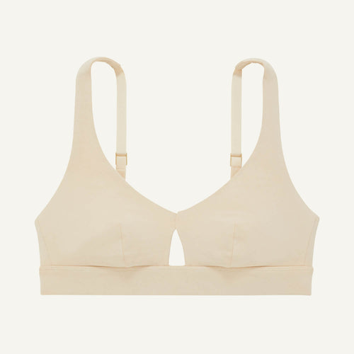 A keyhole bra in wheat beige color.