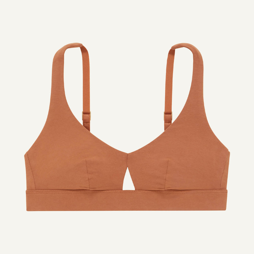 A keyhole bra in spice brown color.