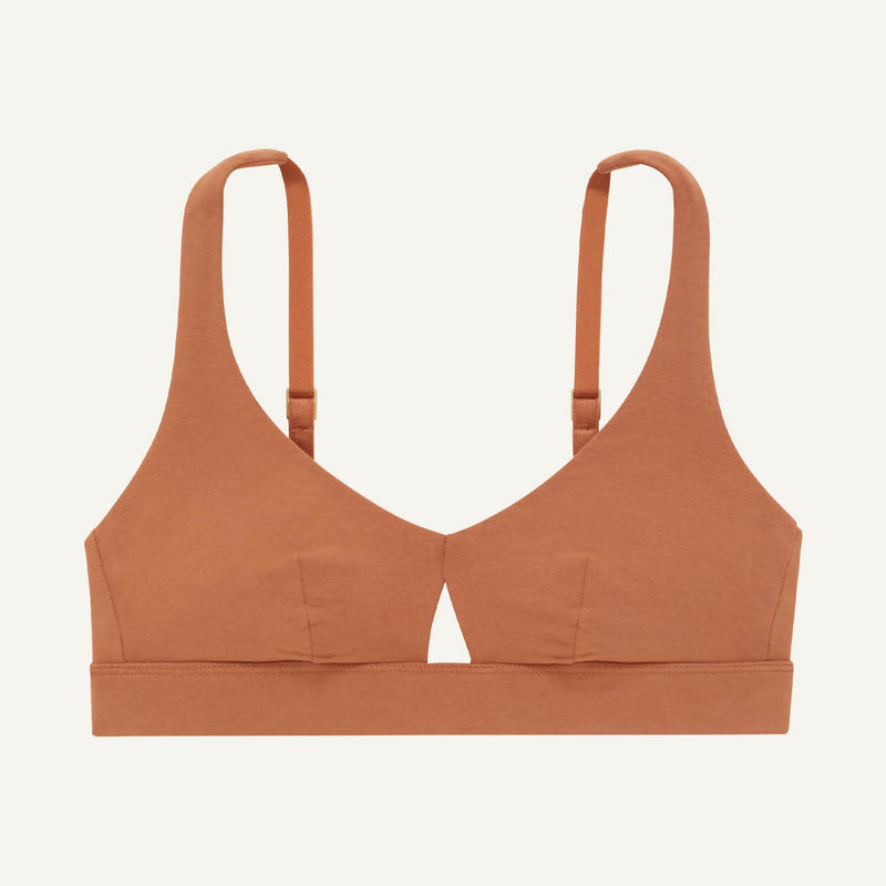 A keyhole bra in spice brown color.