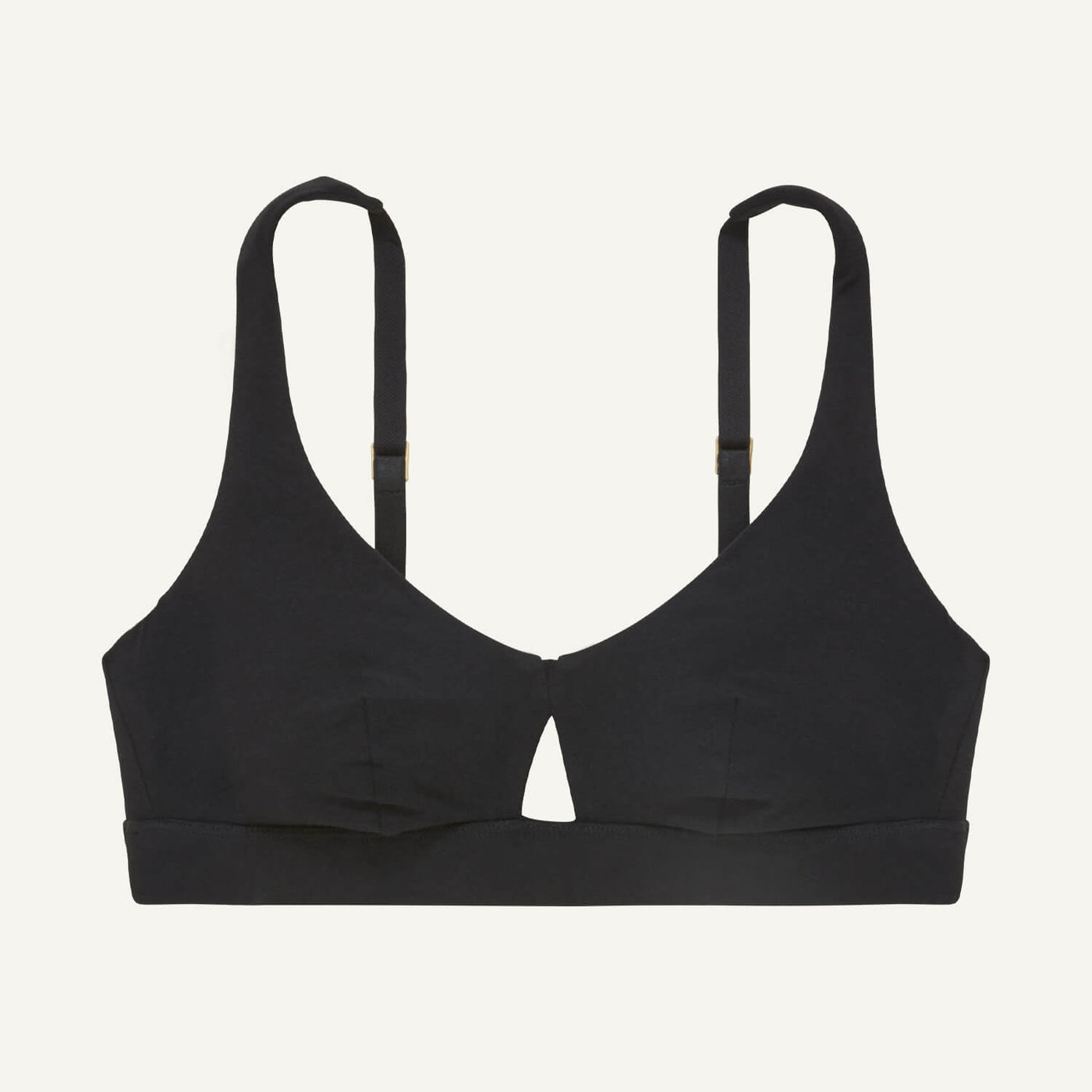 A keyhole bra in carbon black color.
