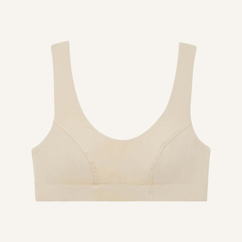 A scoop bralette in wheat beige color.